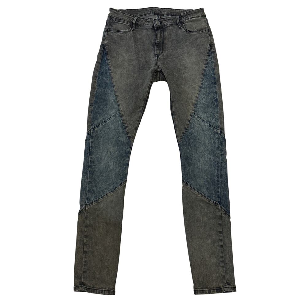 Brockenbow Magda Puzzle Skinny Medium waist cloud jeans 2 tone patch work denim
